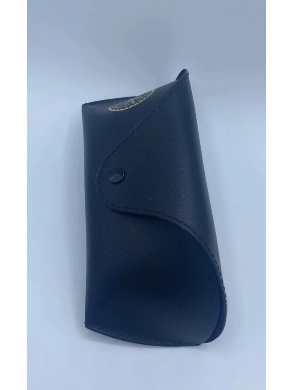 Ray-Ban Sunglasses Case Black Textured Leather Snap Pouch Luxottica Gold Logo